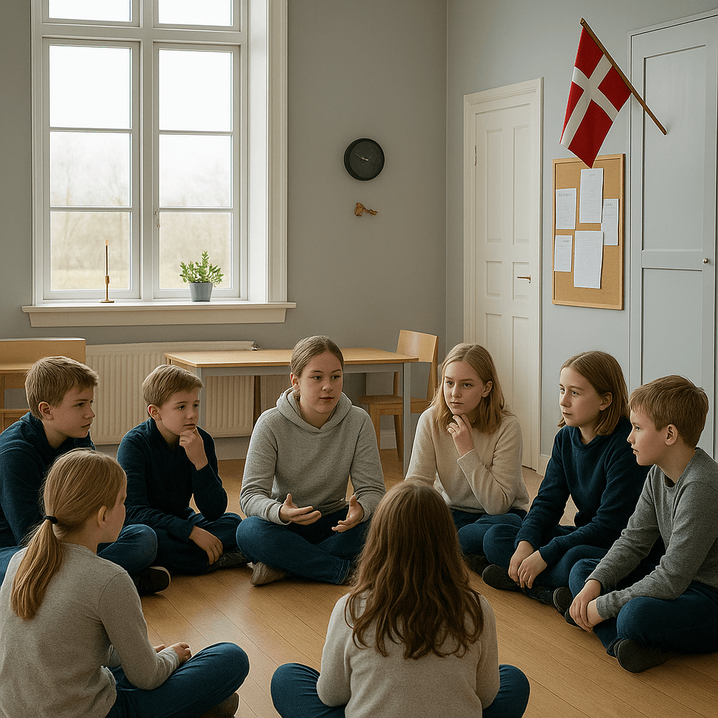 Niños discutiendo en clase danesa