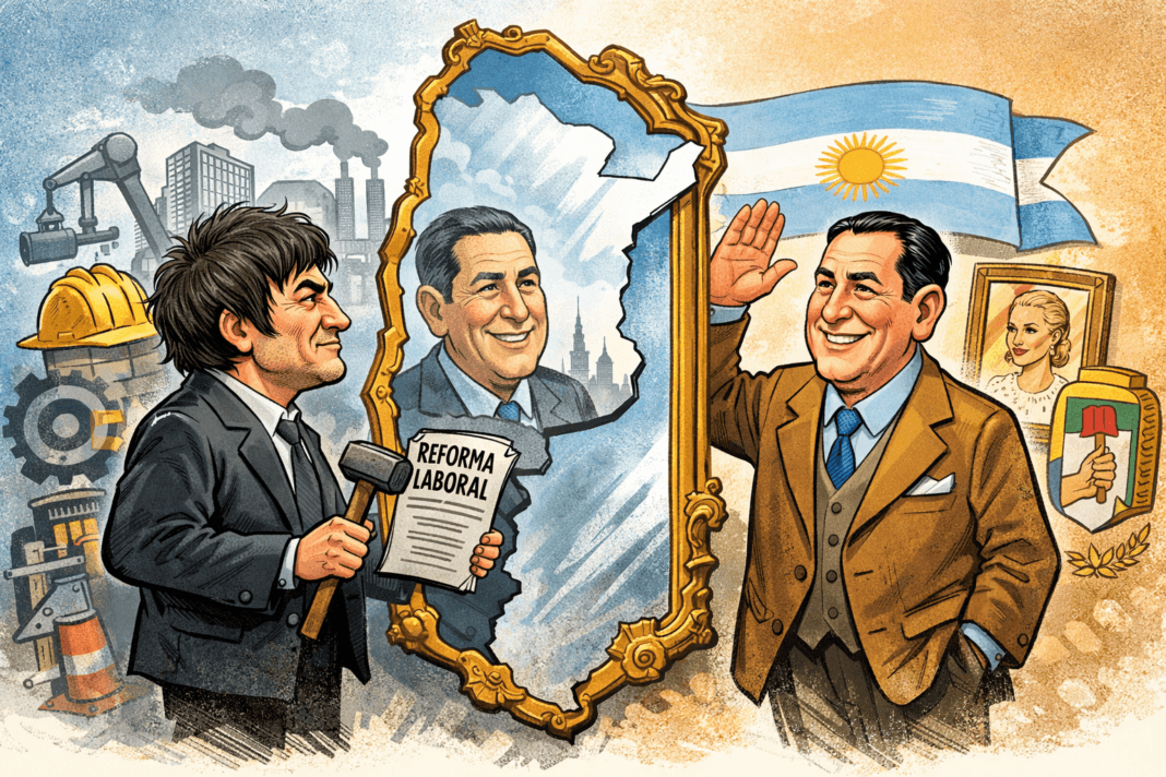 Argentina en obra: la reforma del trabajo y la del peronismo en un mismo espejo Milei y peron