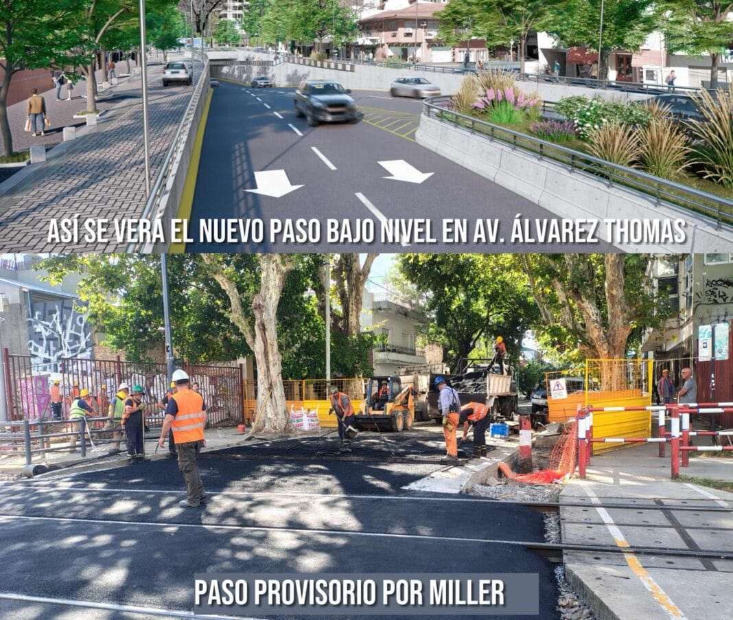 Cierran el cruce de Álvarez Thomas y el tren Mitre para construir un paso bajo nivel en Villa Urquiza Paso bajo