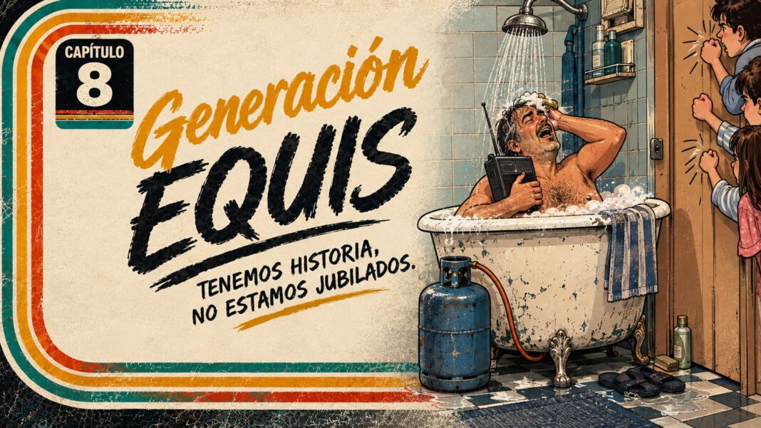 Siete personas y un solo baño equis 8